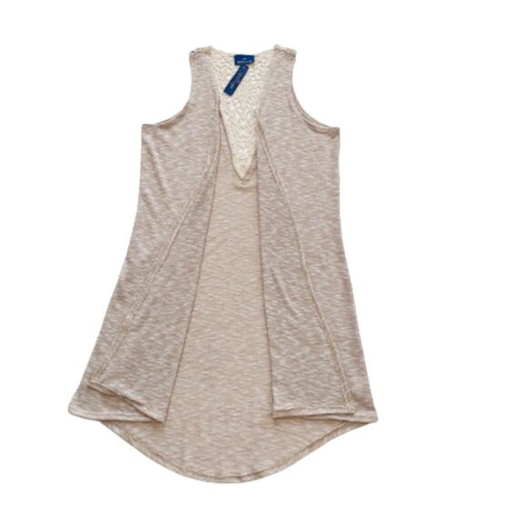 Simply Lara Duster Kimono Lace Detail Open Front Sleeveless Neutral Beige XL NEW - Picture 9 of 12